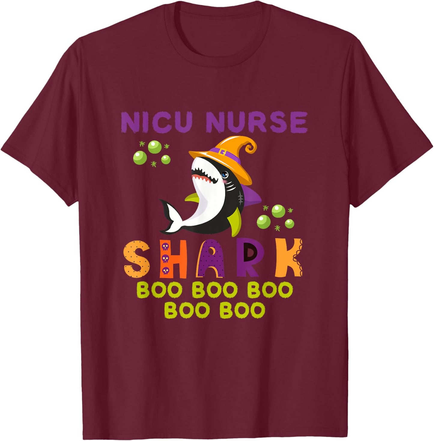 Nicu Nurse Shark Funny Halloween Outfit Costume T-Shirt - T-Shirt | Maroon