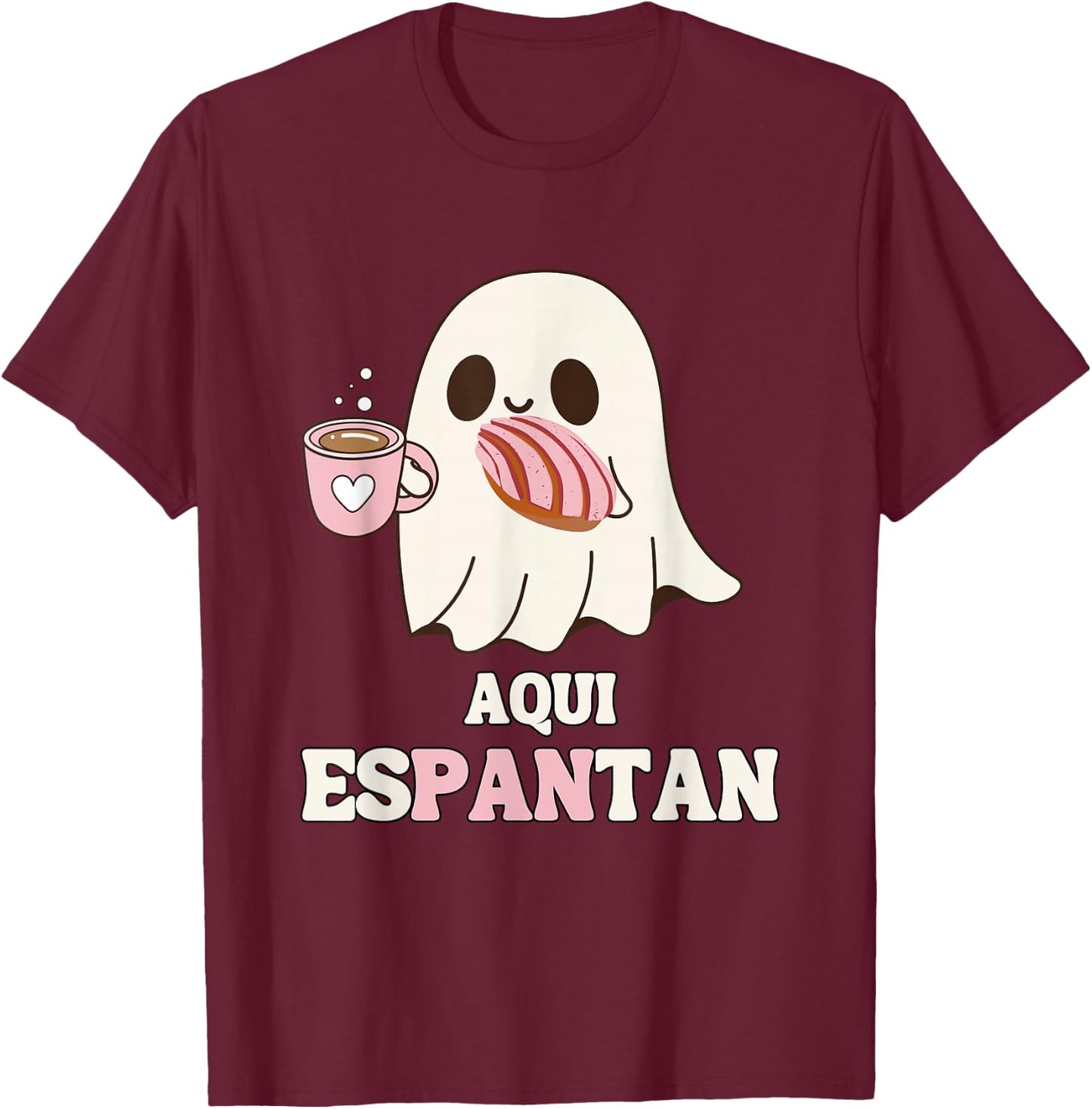 Aqui Espantan - Funny Spanish Halloween Mexican Pan Dulce T-Shirt - T-Shirt | Maroon