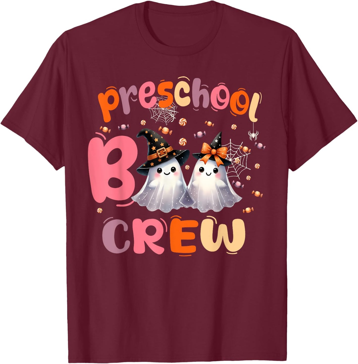 Retro Preschool boo crew Halloween Costume Preschool kids T-Shirt - T-Shirt | Maroon