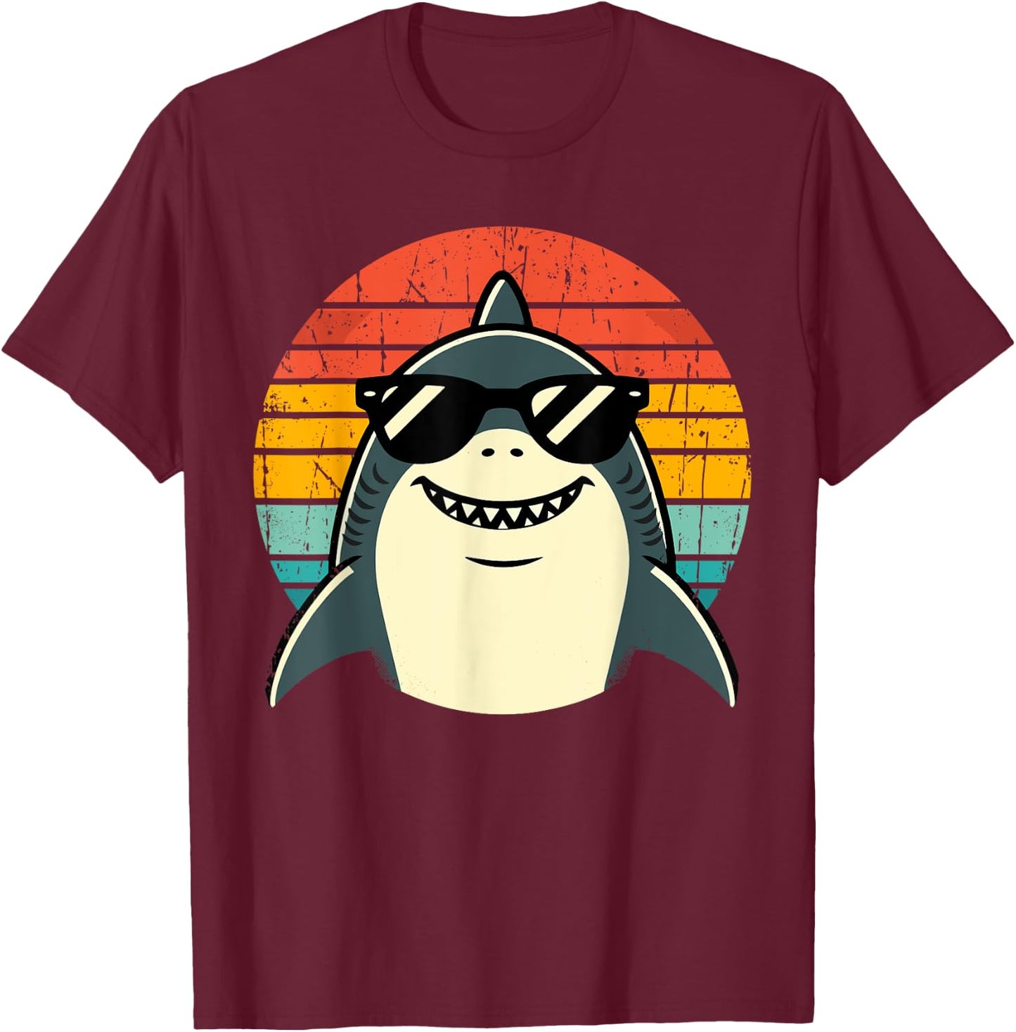 Shark with Sunglasses Animal Sharks T-Shirt - T-Shirt | Maroon