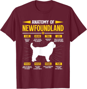 Newfie ANATOMY OF A NEWFOUNDLAND Funny Dog Owner Men Women T-Shirt - T-Shirt | Maroon