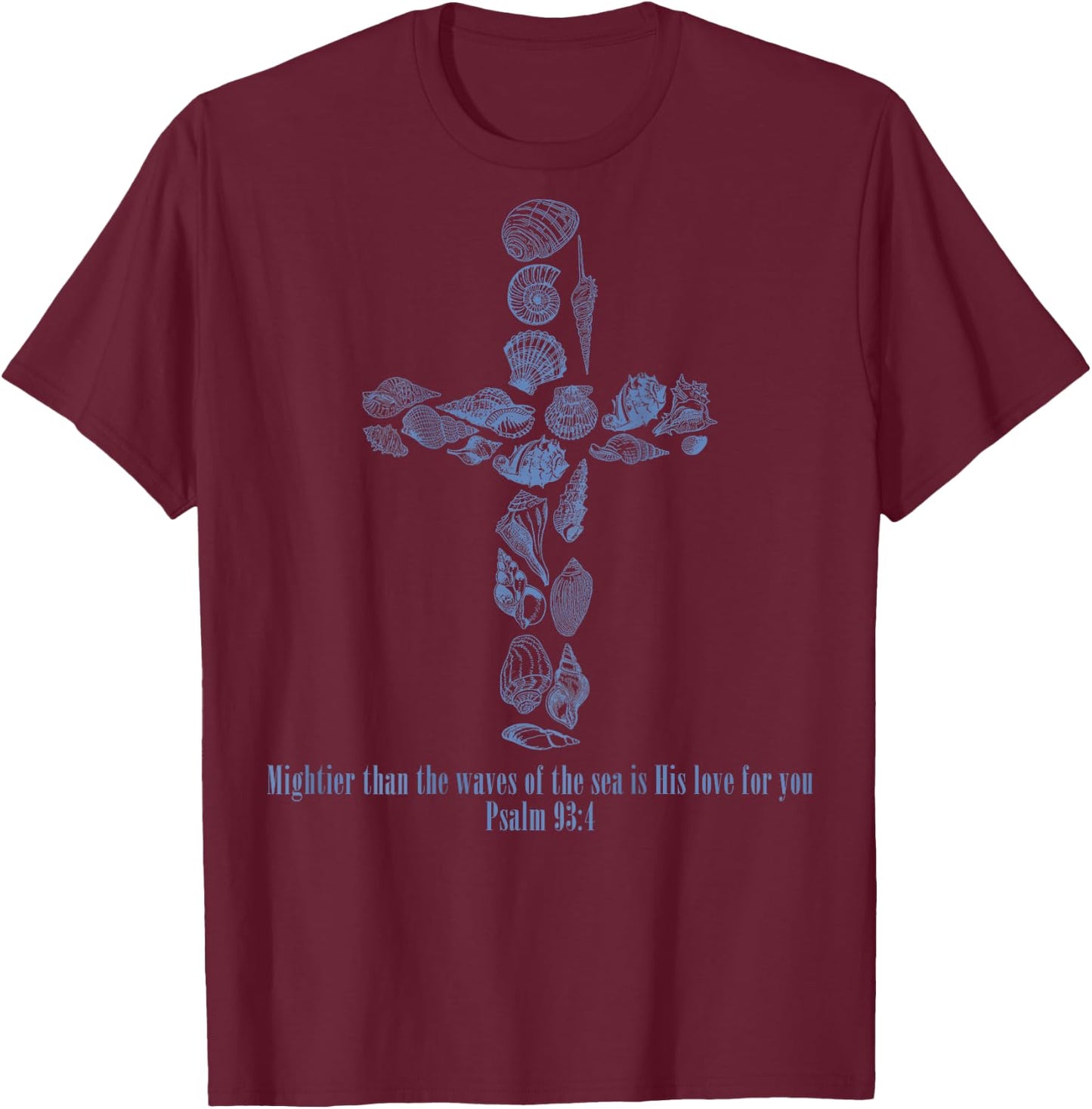 Christian Seashell Style Beach Vacation Faith Cross Women T-Shirt - T-Shirt | Maroon