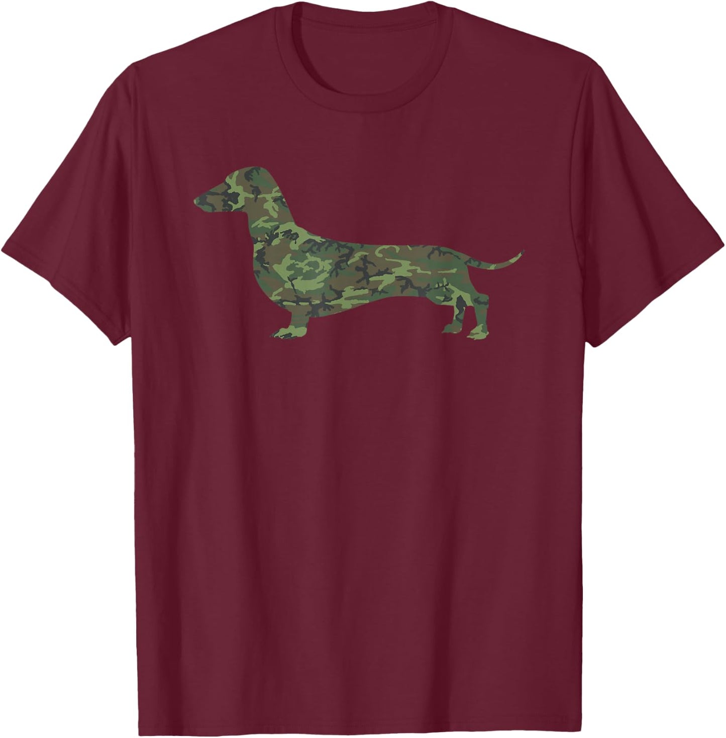 Military Dachshund Camo Print US Sausage Veteran Men Gift T-Shirt - T-Shirt | Maroon
