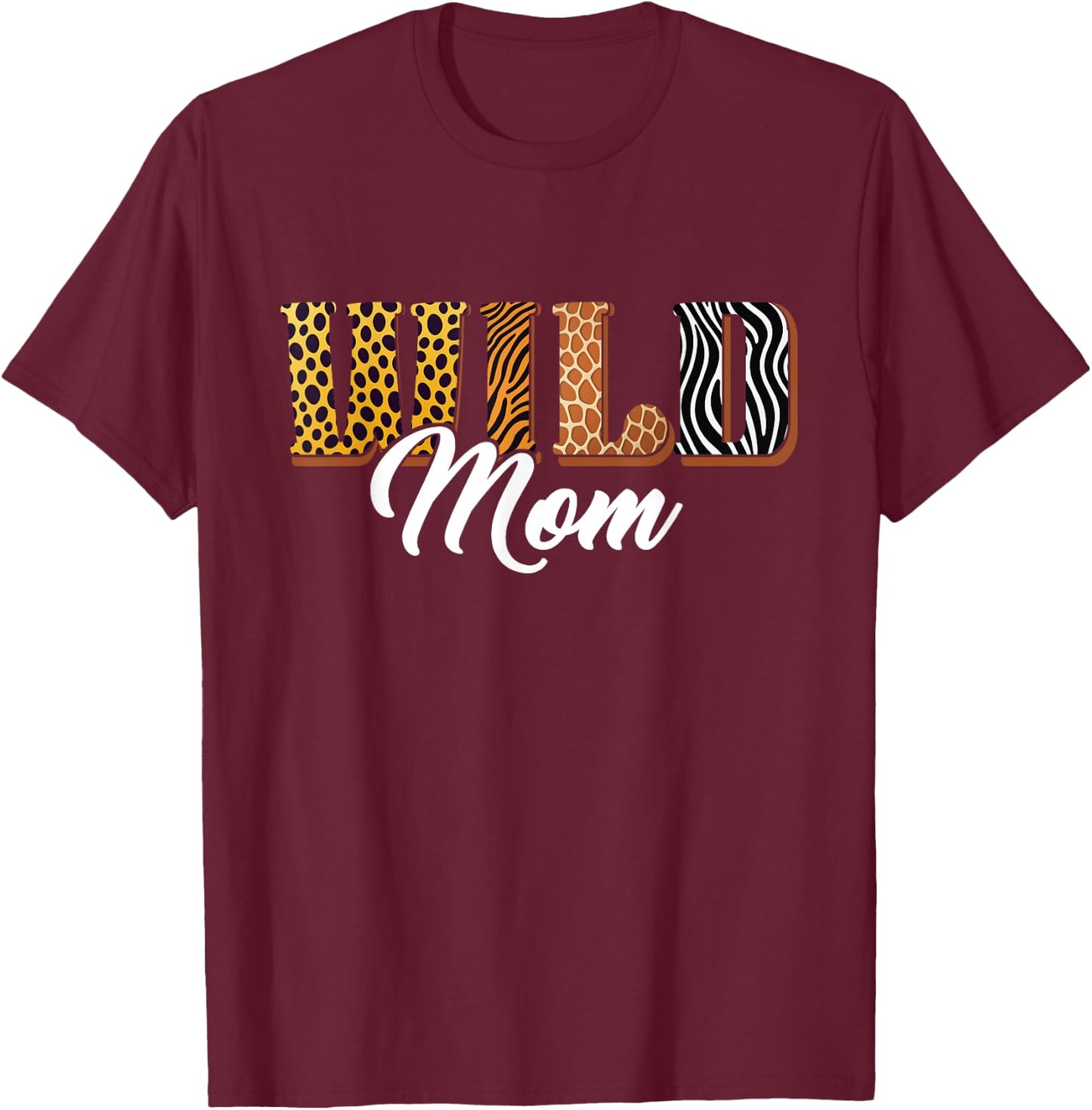 Wild Mom Zoo Safari Jungle Animal Birthday Matching Family T-Shirt - T-Shirt | Maroon
