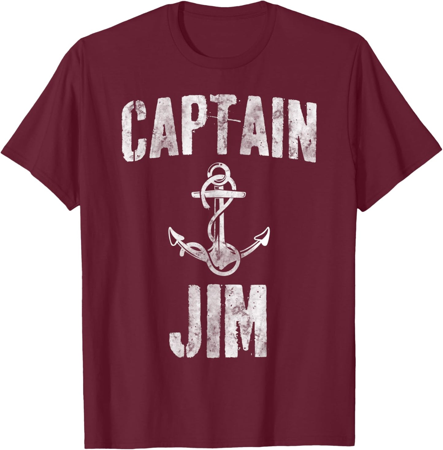 Funny Personalized Boating Shirt First Name Captain Jim T-Shirt - T-Shirt | Maroon