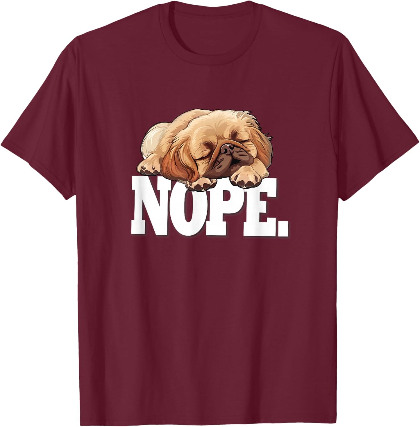 Kids Cute Cartoon Napping NOPE Pekingese Lover T-Shirt - T-Shirt | Maroon