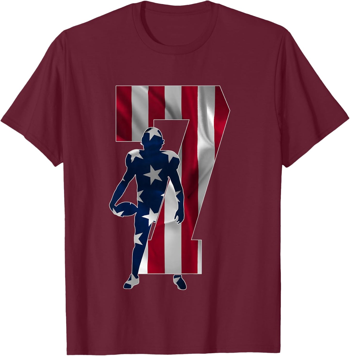 Number 7 Years Football 7th Birthday T-Shirt - T-Shirt | Maroon