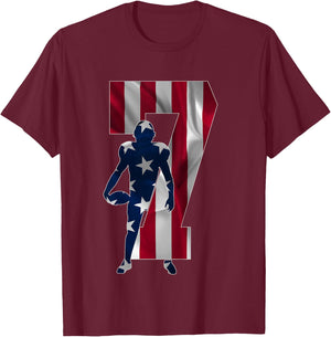 Number 7 Years Football 7th Birthday T-Shirt - T-Shirt | Maroon