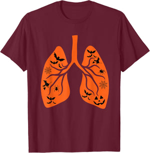 Vintage Respiratory Therapist RT Lung Pumpkin Bats Halloween T-Shirt - T-Shirt | Maroon