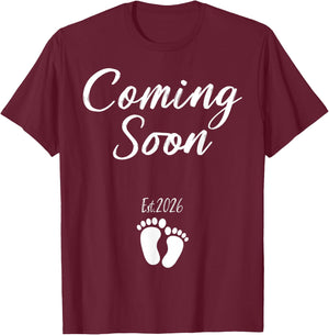 Coming Soon 2026 Pregnancy Announcement Mother's Day T-Shirt - T-Shirt | Maroon
