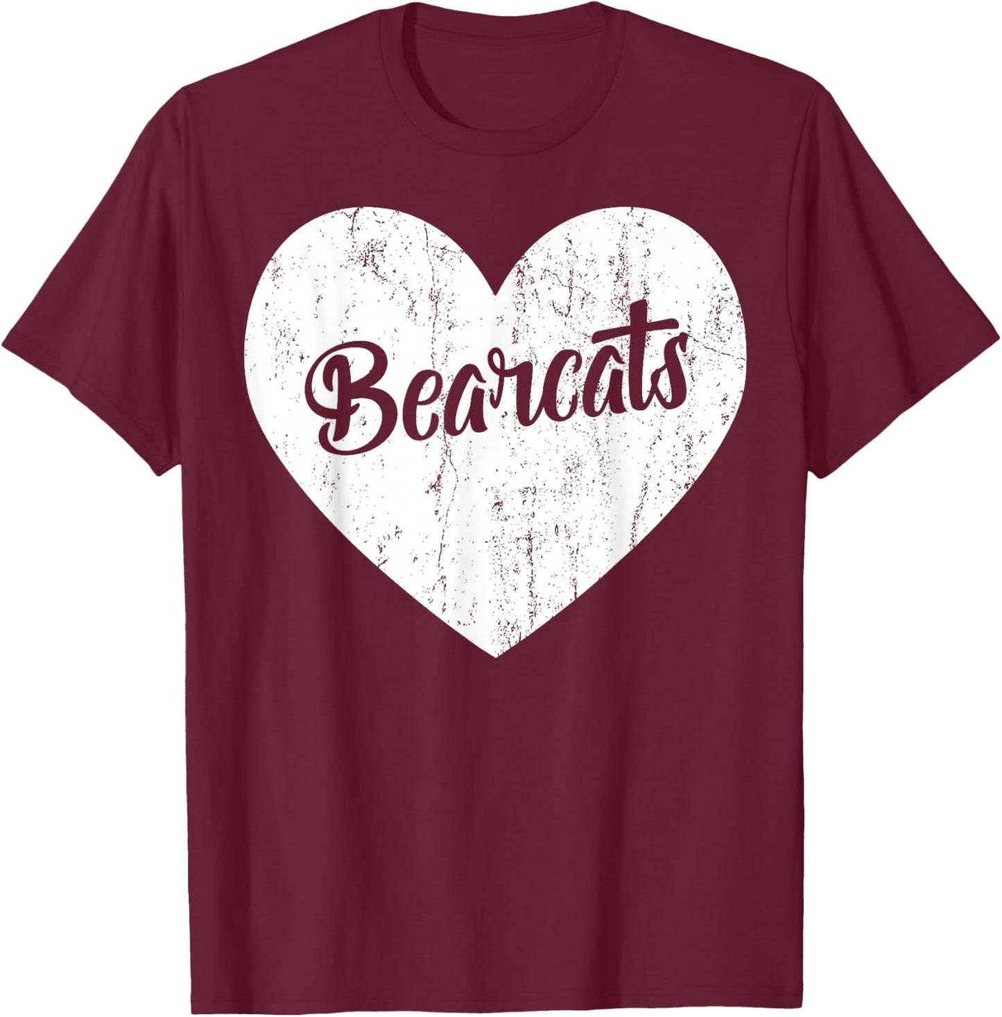 Bearcats School Sports Fan Team Spirit Mascot Heart Gift T-Shirt - T-Shirt | Maroon