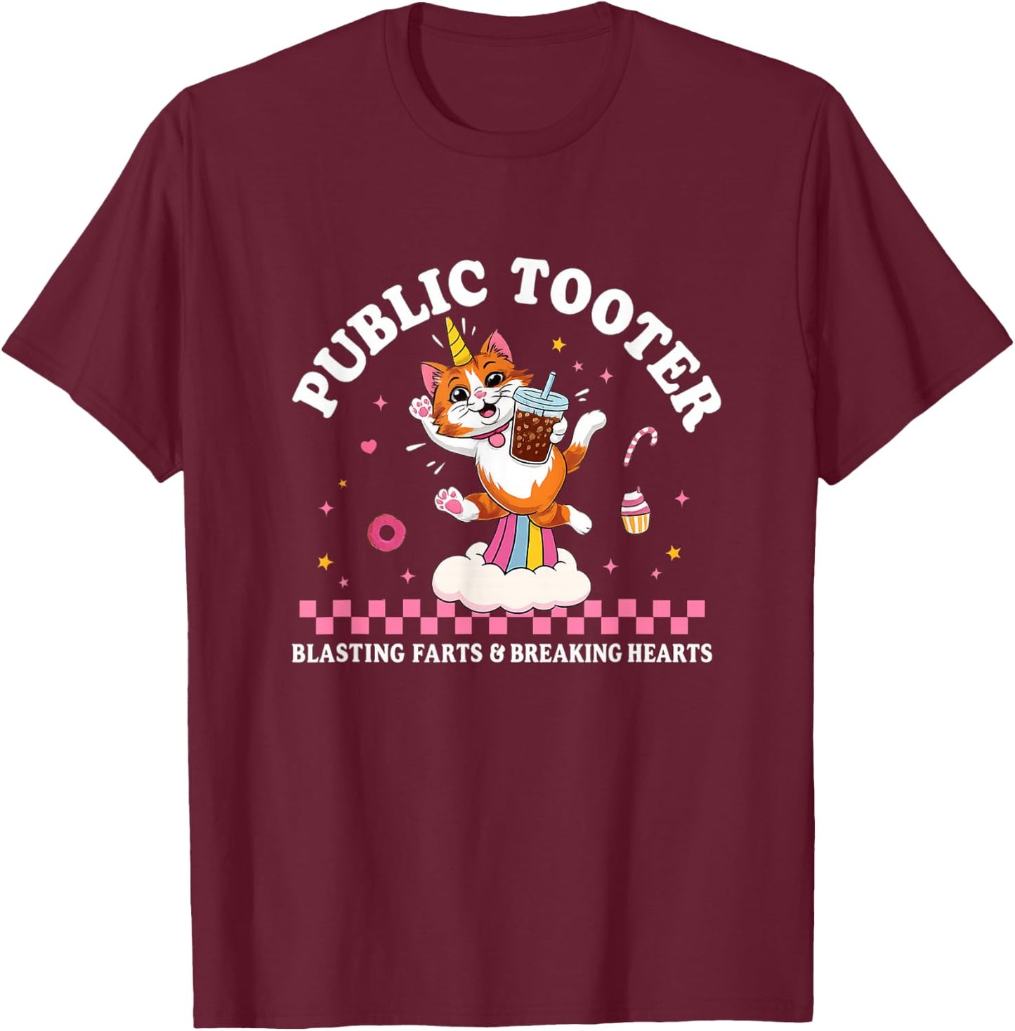 Public Tooter Unhinged Funny Gen Z Y2K Novelty Adult Joke T-Shirt - T-Shirt | Maroon