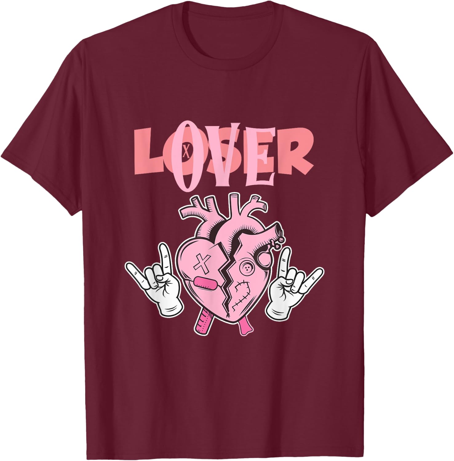 Pink Drip Heart Loser Lover T-Shirt - T-Shirt | Maroon