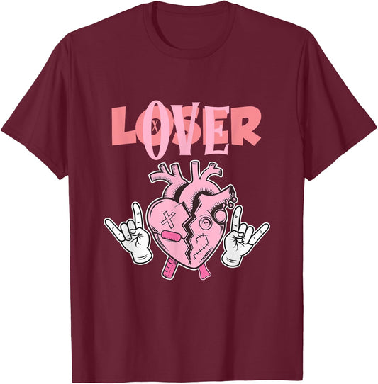 Pink Drip Heart Loser Lover T-Shirt - T-Shirt | Maroon