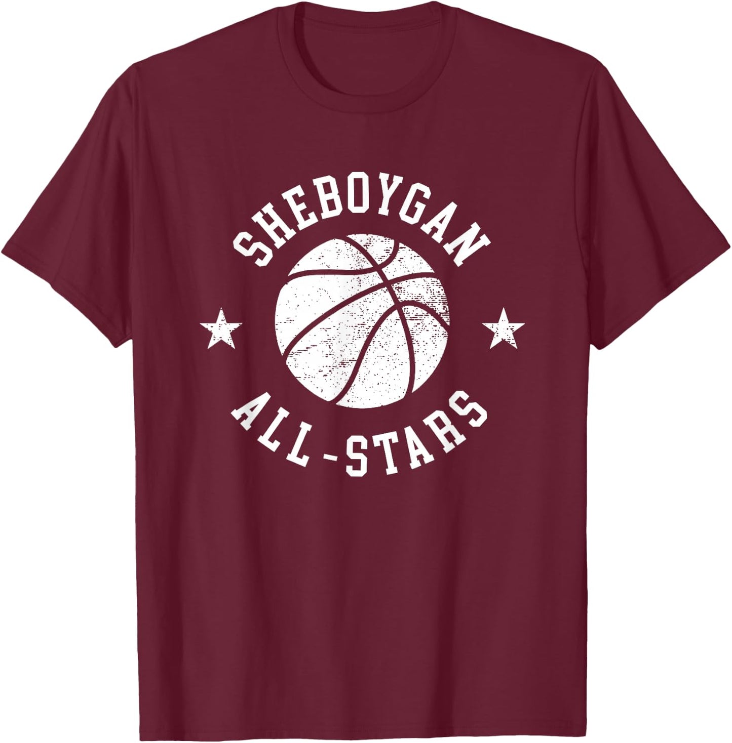 Sheboygan Vintage All-Stars Retro 80s Basketball T-Shirt - T-Shirt | Maroon