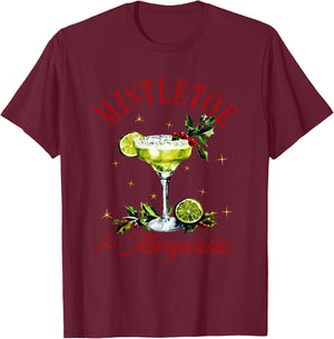 Mistletoe & Margaritas Apparel T-Shirt - T-Shirt | Maroon
