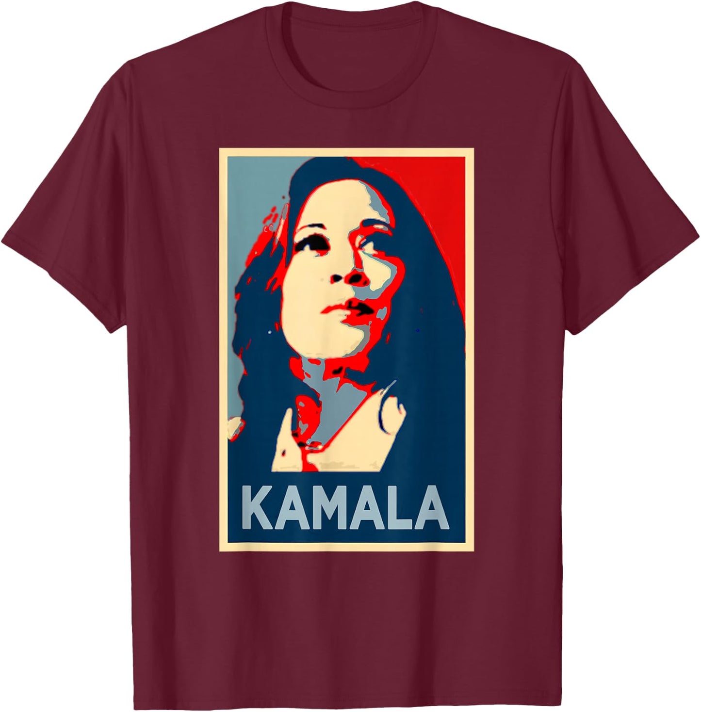 KAMALA Harris Walz 2024 Face Portrait Obama Poster Freedom T-Shirt - T-Shirt | Maroon