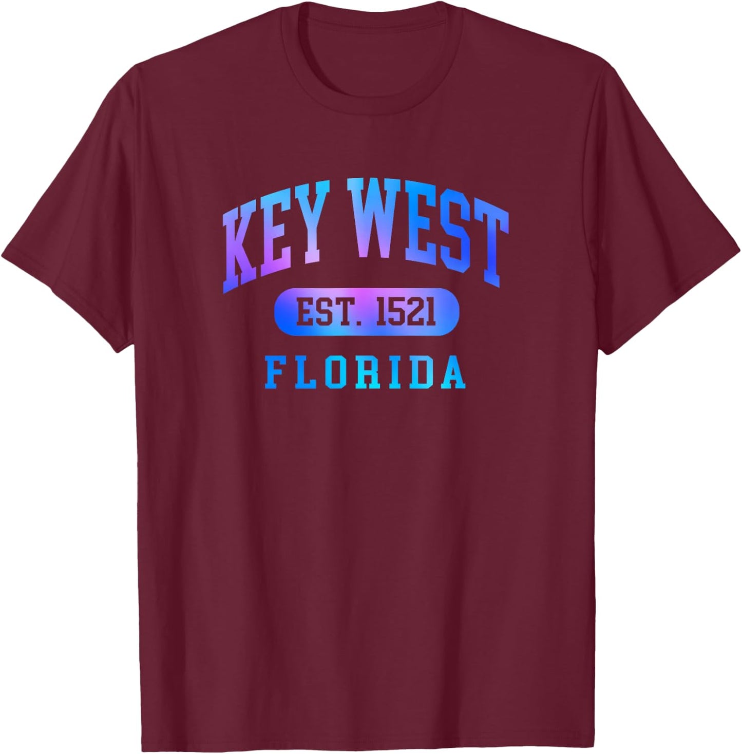Key West Florida Colorful Arched Text Vacation Souvenir T-Shirt - T-Shirt | Maroon