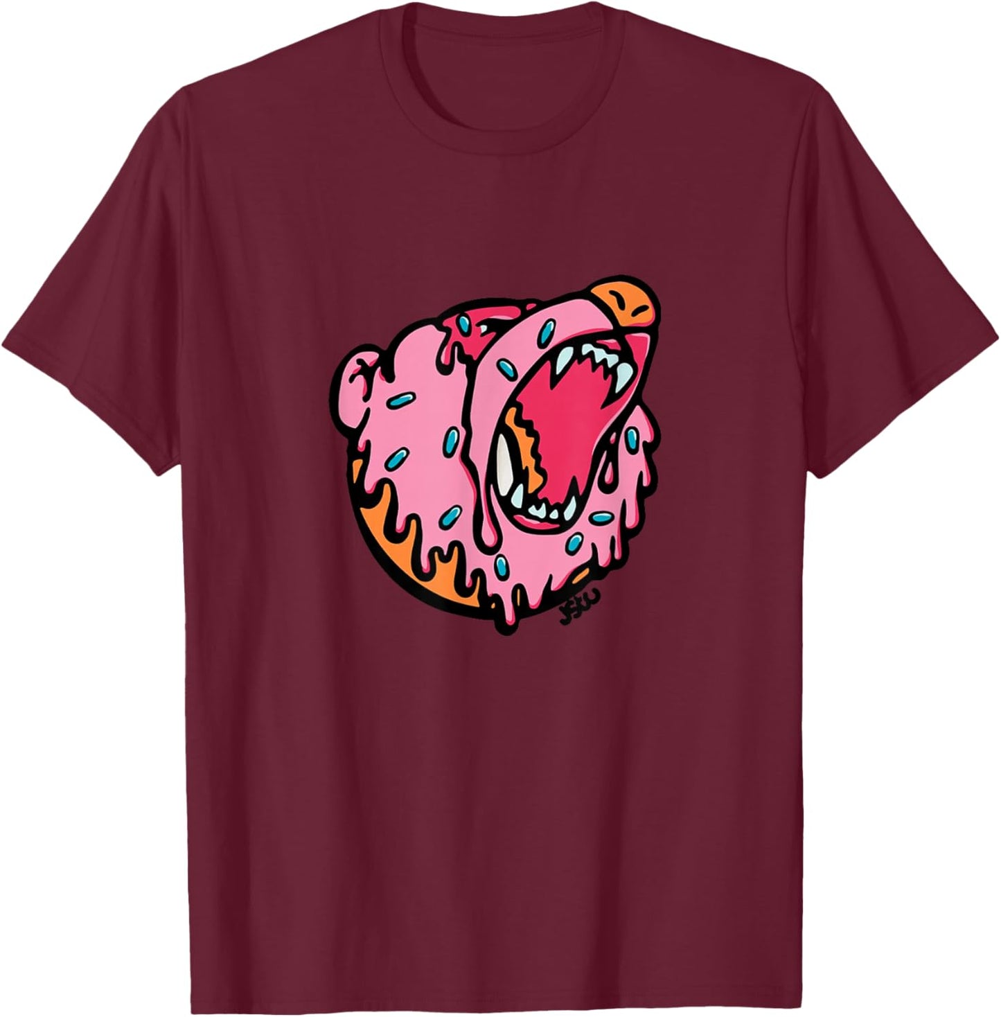 Morejstu Merch Jstu Dough Bear Merch Donut Tiger T-Shirt - T-Shirt | Maroon