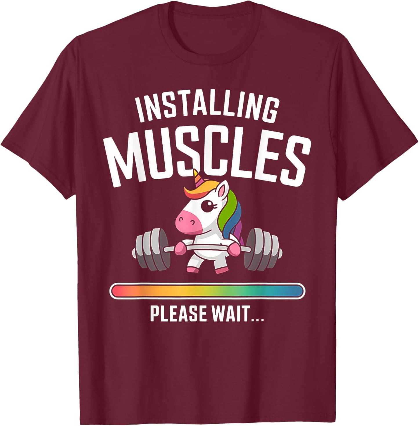 Unicorn Gym Workout Installing Muscles Fitness Girl Unicorn T-Shirt - T-Shirt | Maroon