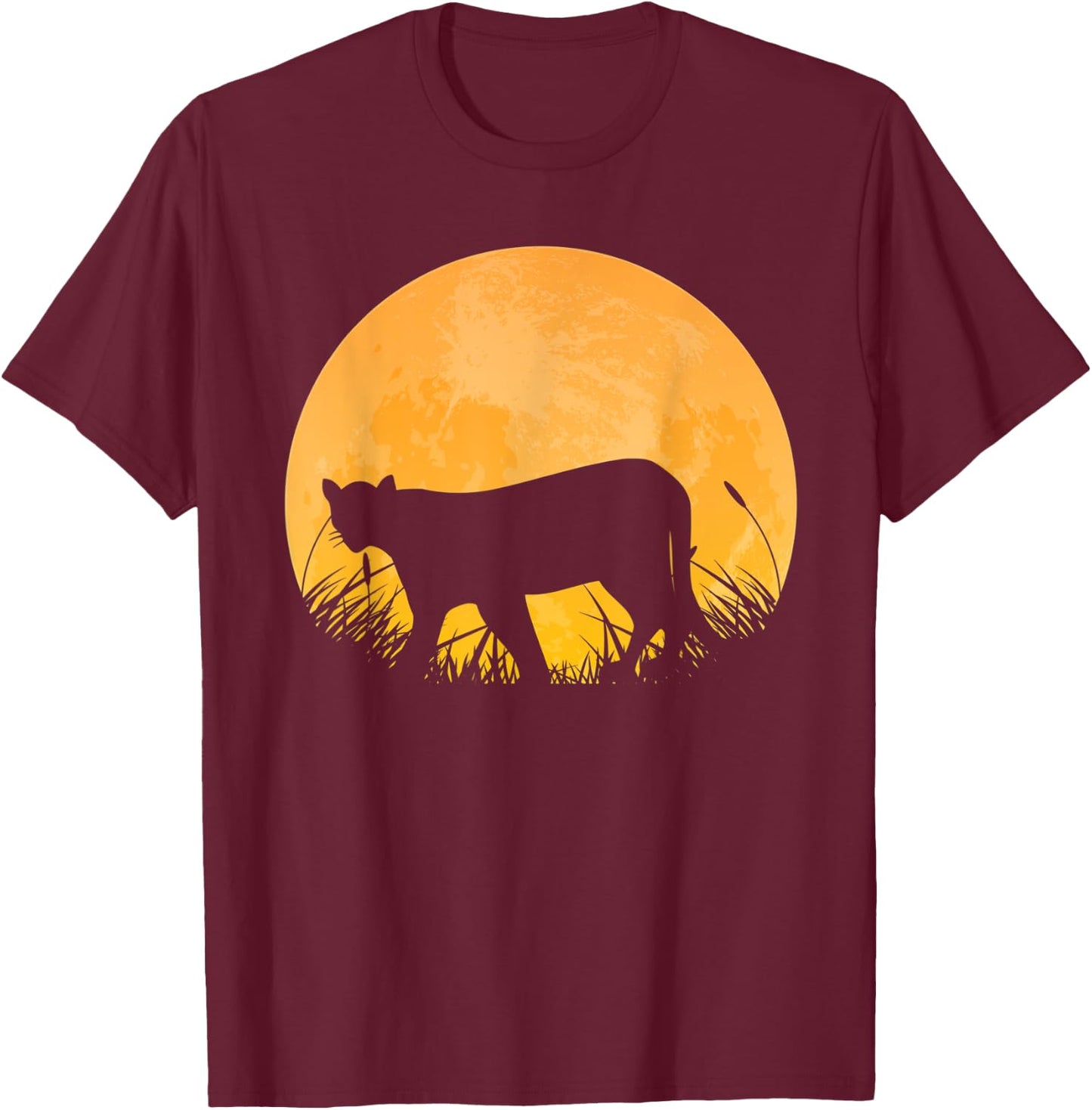 Cougar Easy Halloween Outfit Puma Animal Moon Costume Gift T-Shirt - T-Shirt | Maroon