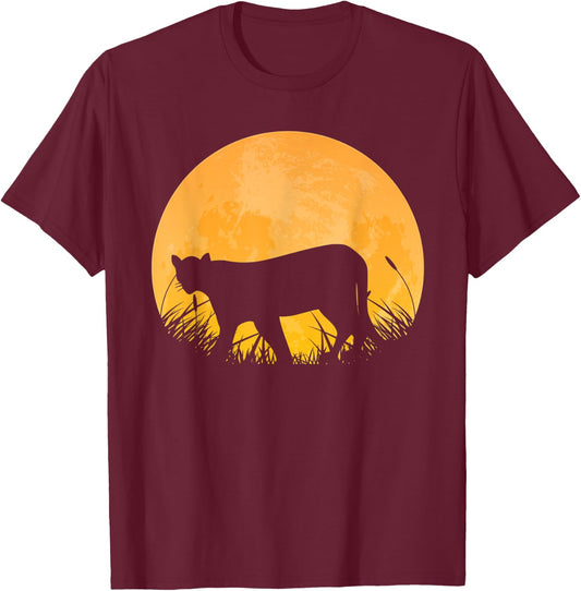 Cougar Easy Halloween Outfit Puma Animal Moon Costume Gift T-Shirt - T-Shirt | Maroon