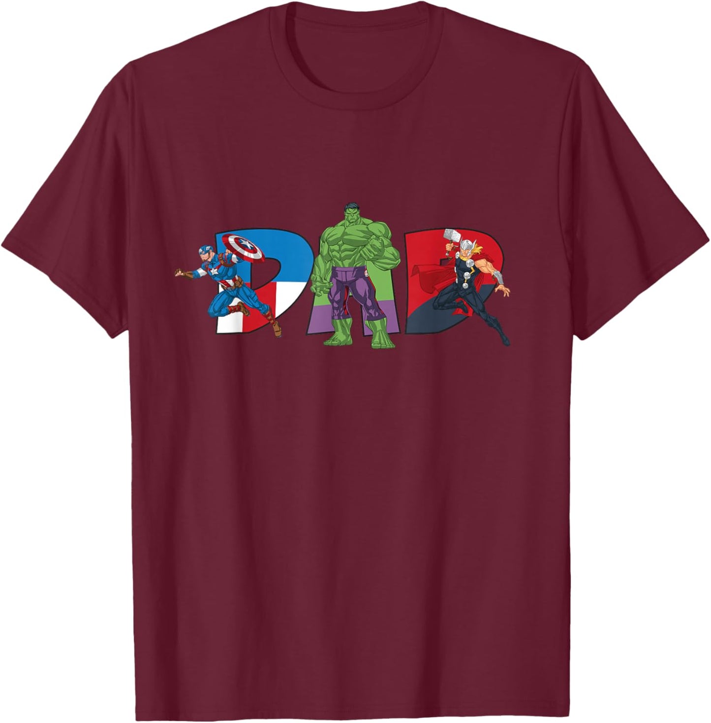 Marvel Avengers Team Dad Father's Day Family Trip Birthday T-Shirt - T-Shirt | Maroon