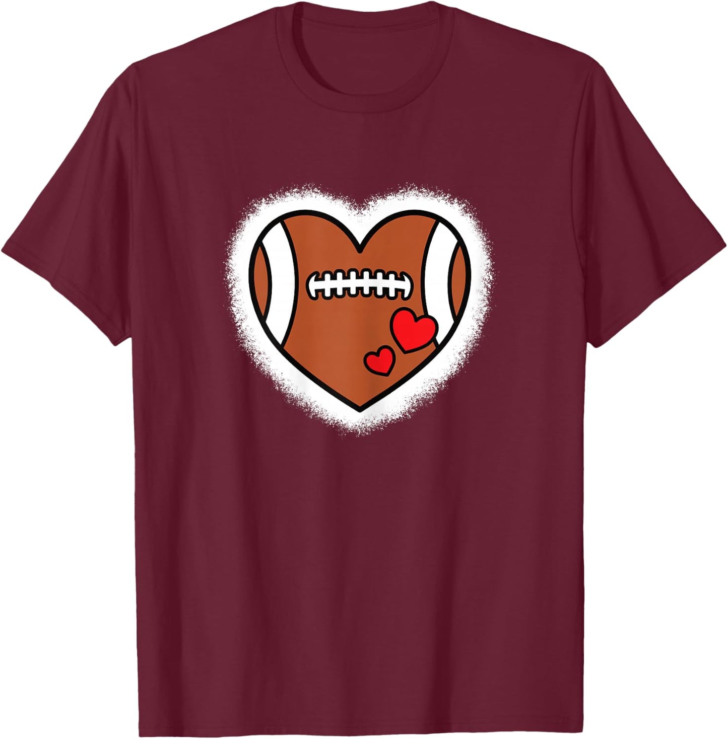 Cute American Football Heart Football Lover Women Girls Kids T-Shirt - T-Shirt | Maroon