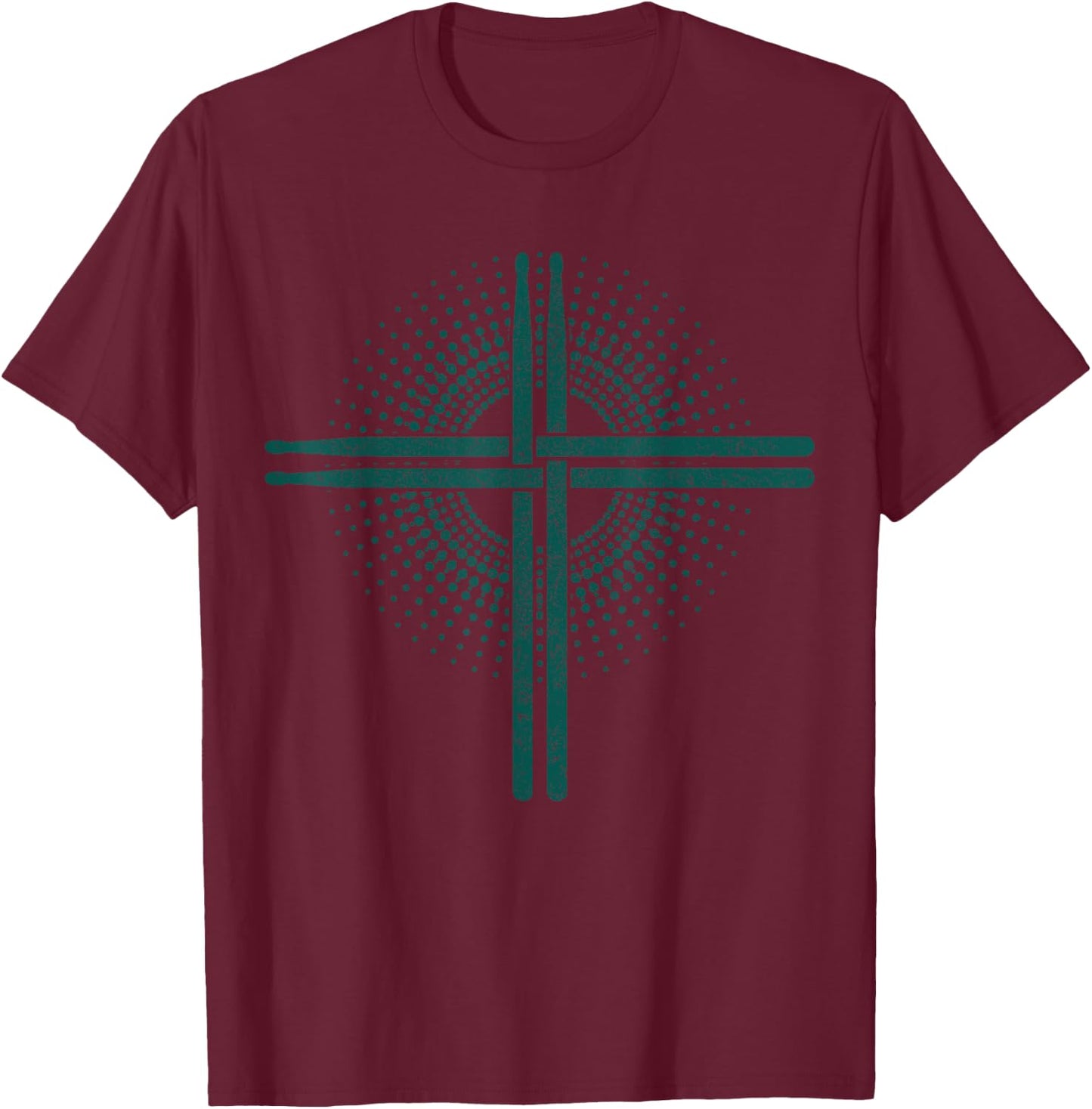 Christian Drummer Drumsticks Cross Drumming for Jesus T-Shirt - T-Shirt | Maroon