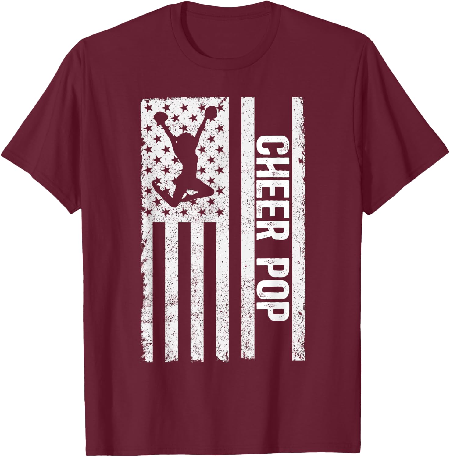 Cheer Pop Of A Cheerleader Pop US Flag Cheerleading Pop T-Shirt - T-Shirt | Maroon