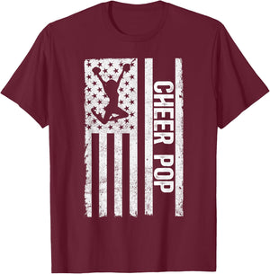 Cheer Pop Of A Cheerleader Pop US Flag Cheerleading Pop T-Shirt - T-Shirt | Maroon