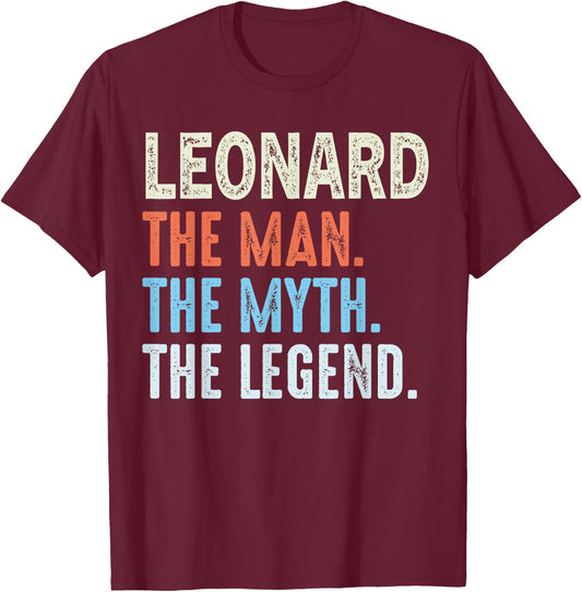 Leonard The Legend Name Personalized Cute Idea Men Vintage T-Shirt - T-Shirt | Maroon