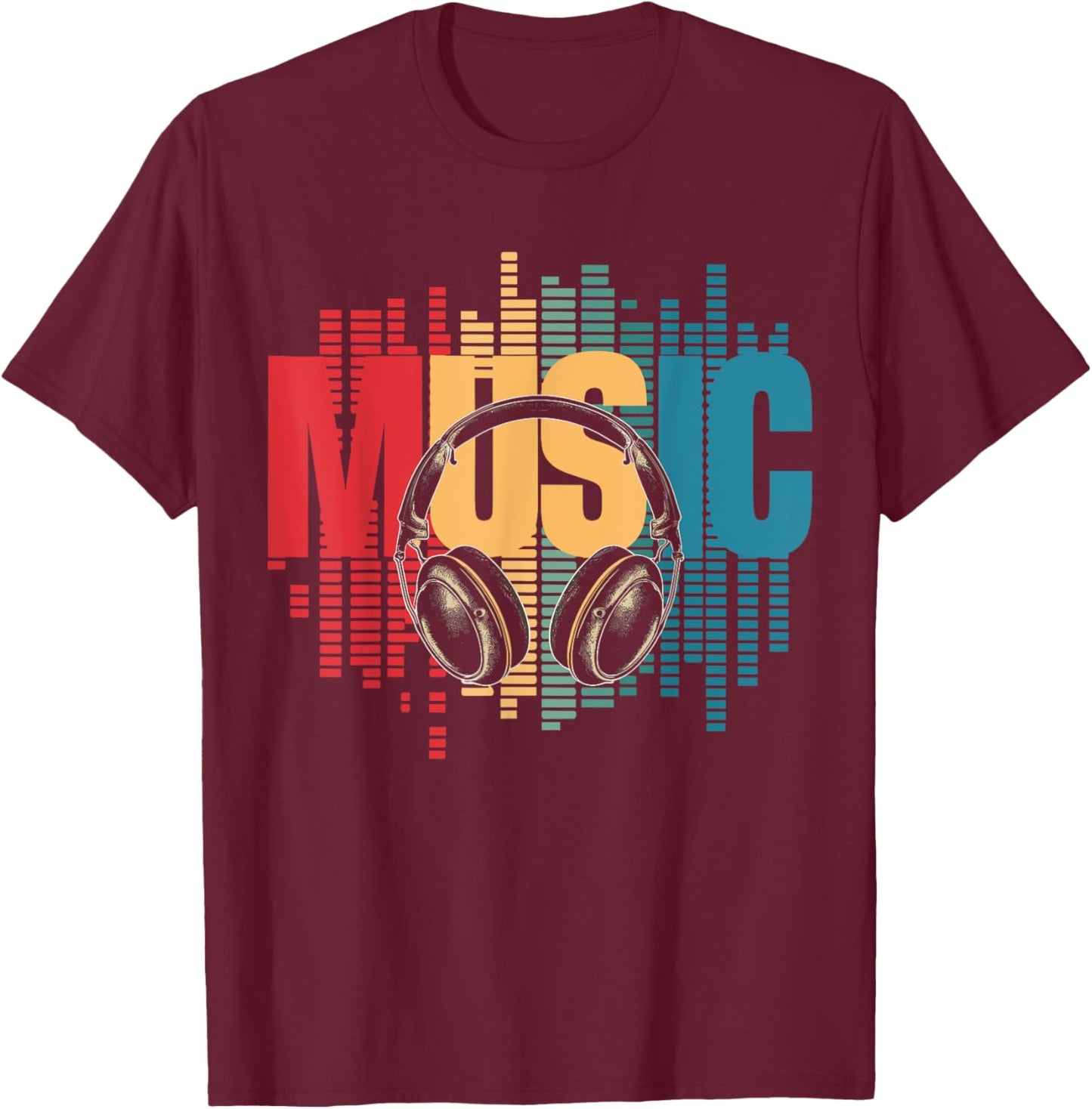 Electronic Music Lover DJ Retro Headphones T-Shirt - T-Shirt | Maroon