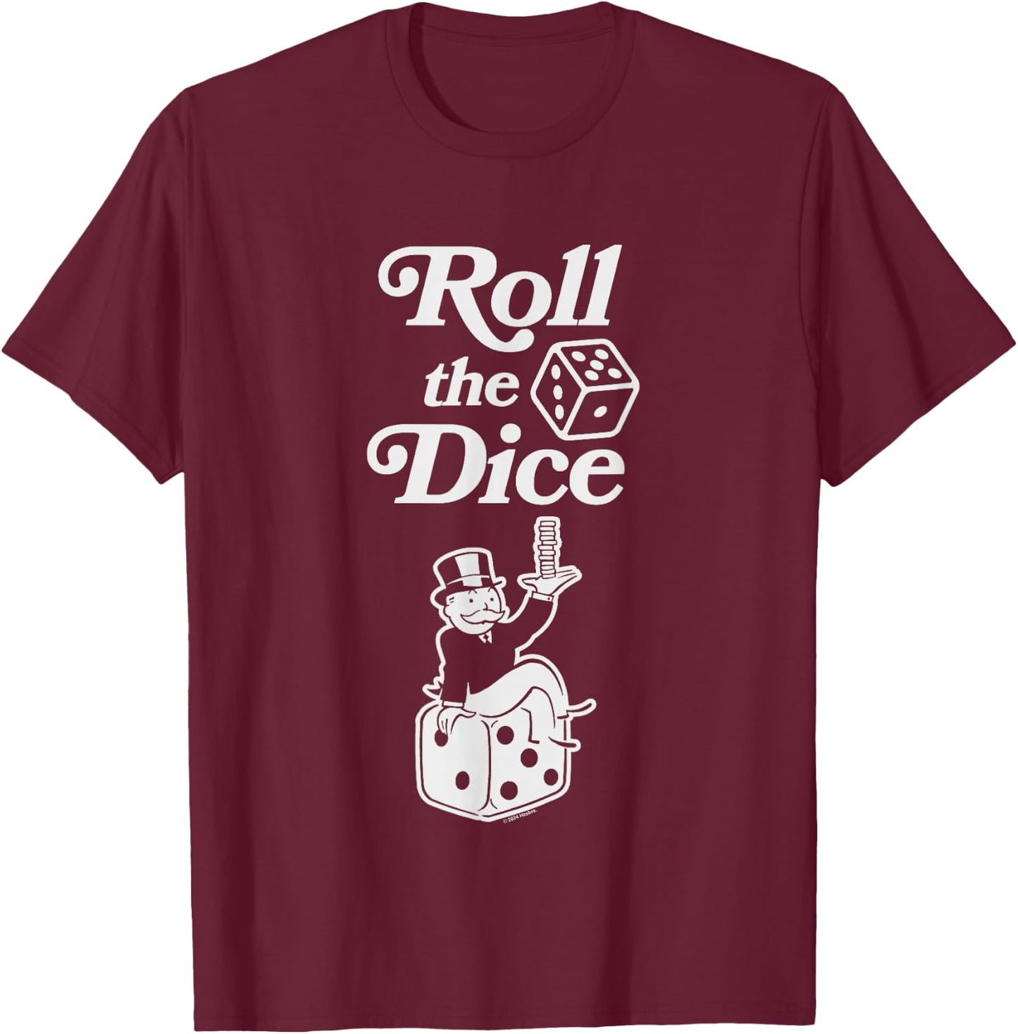 Monopoly Roll The Dice Rich Uncle Milburn Pennybags Logo T-Shirt - T-Shirt | Maroon