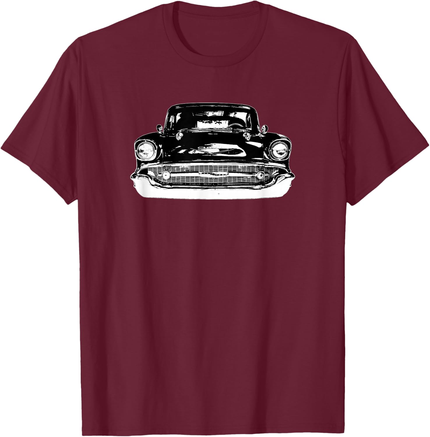 1957 Classic Tri Five Car T-Shirt - T-Shirt | Maroon