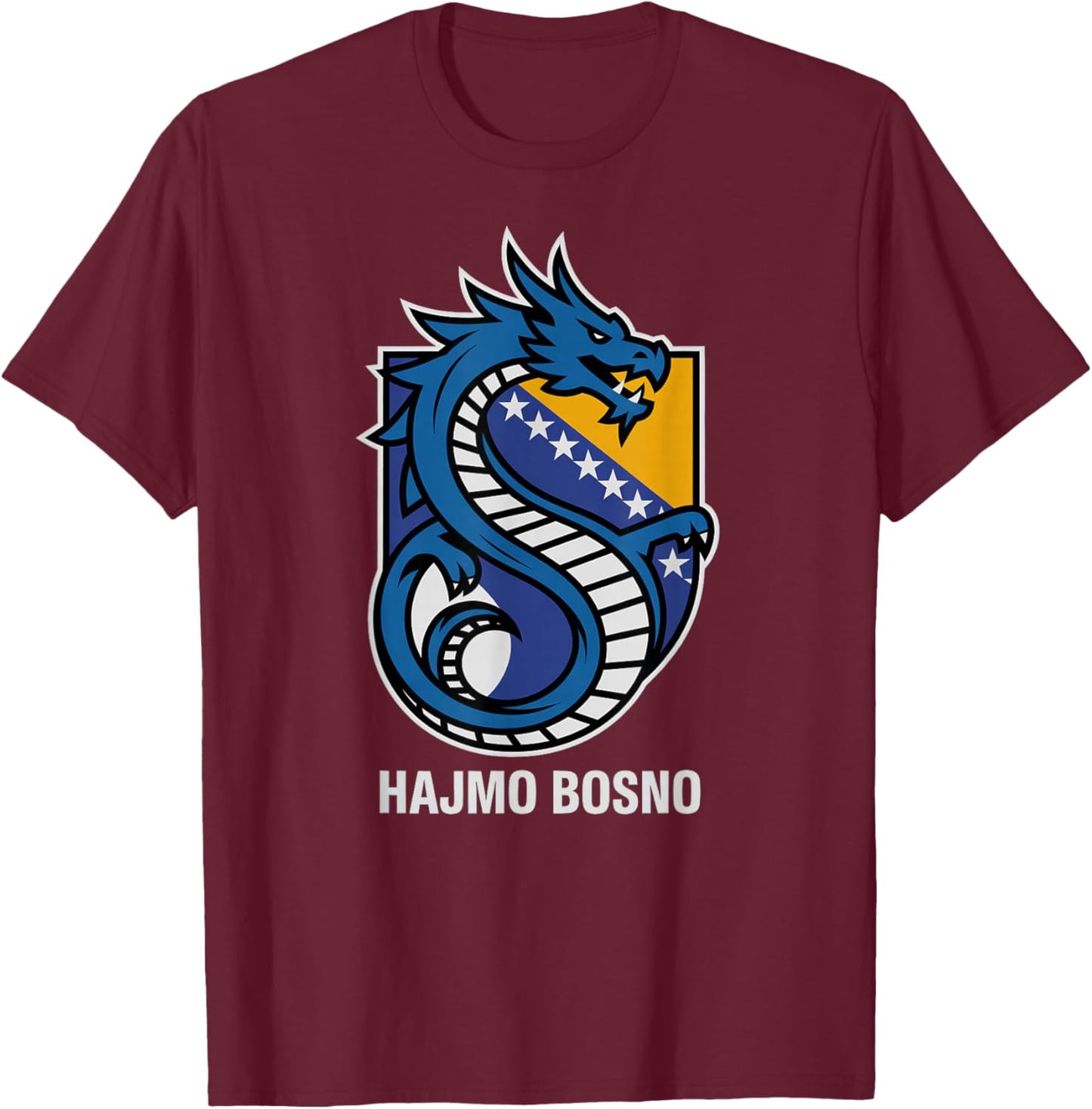 National Bosnia Herzegovina HAJMO BOSNO Country Pride Cheer T-Shirt - T-Shirt | Maroon