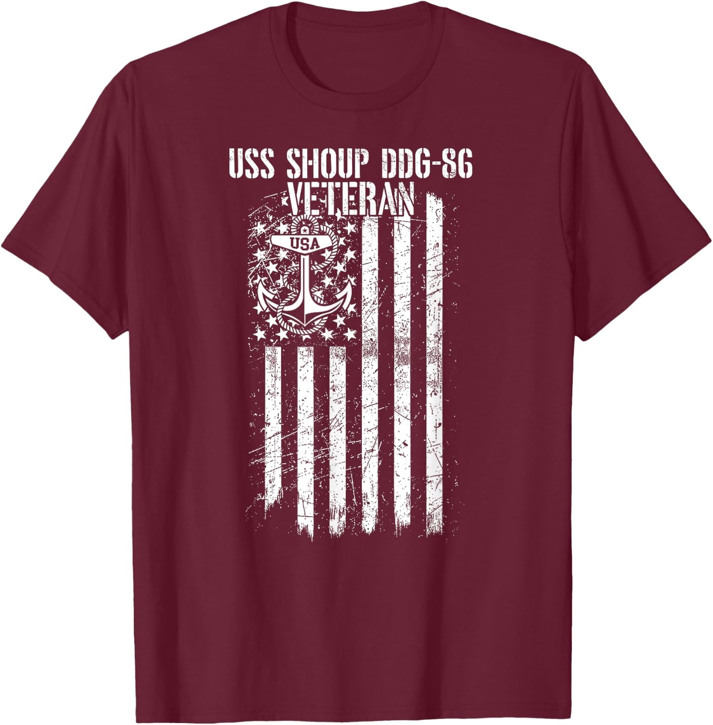 USS Shoup DDG-86 Destroyer Veteran T-Shirt - T-Shirt | Maroon