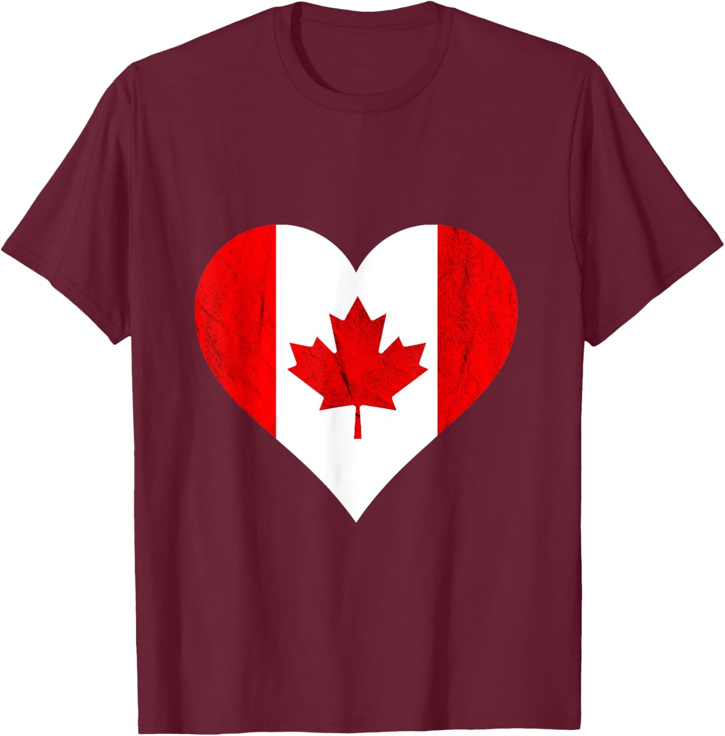 Canada Heart Canadian Flag Maple Leaf Canadian Roots T-Shirt - T-Shirt | Maroon