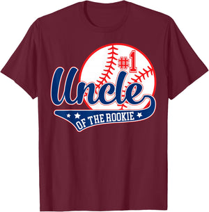 Uncle Rookie of Year 1st Birthday Baseball Theme Matching T-Shirt - T-Shirt | Maroon