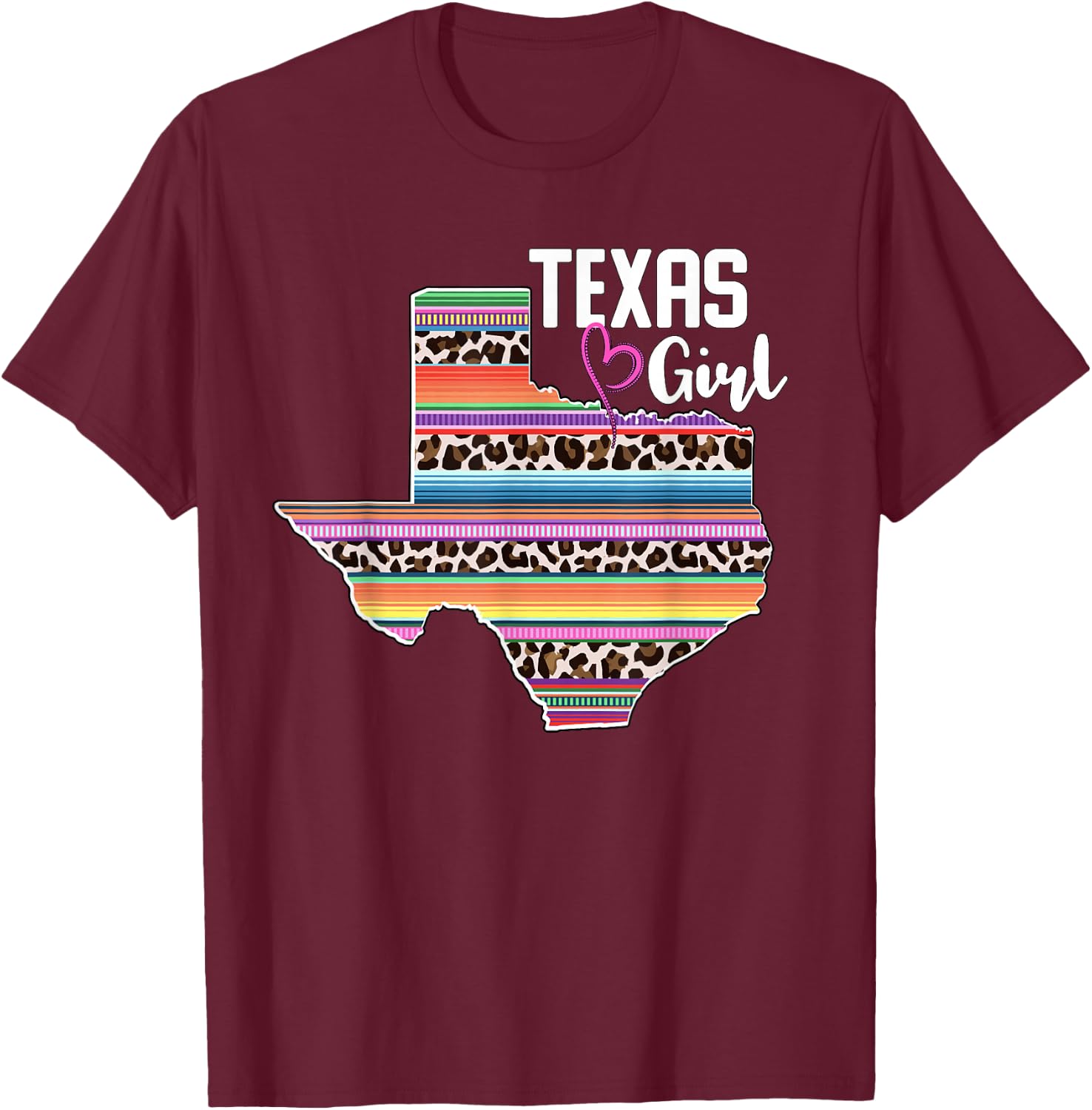 Retro Texas Girl Sunflower Leopard Rustic Black State Pride T-Shirt - T-Shirt | Maroon
