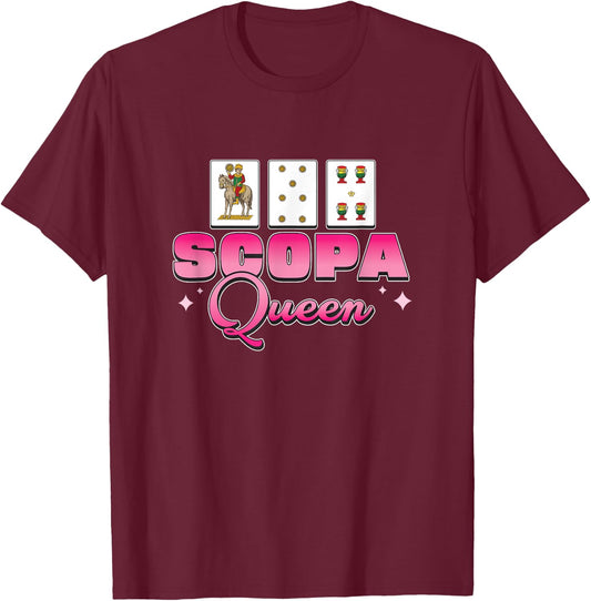 Awesome Scopa Queen Italian Card Game For Scopa Party Lovers T-Shirt - T-Shirt | Maroon