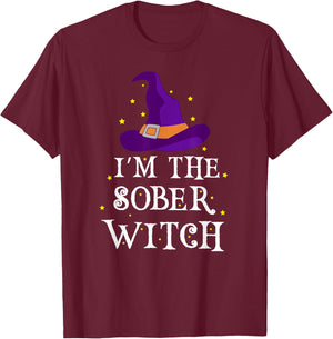 I'm The Sober Witch Halloween Costume | Designated Driver T-Shirt - T-Shirt | Maroon