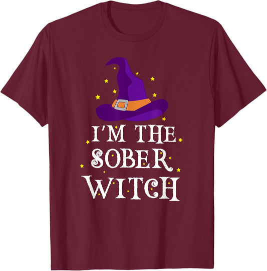 I'm The Sober Witch Halloween Costume | Designated Driver T-Shirt - T-Shirt | Maroon