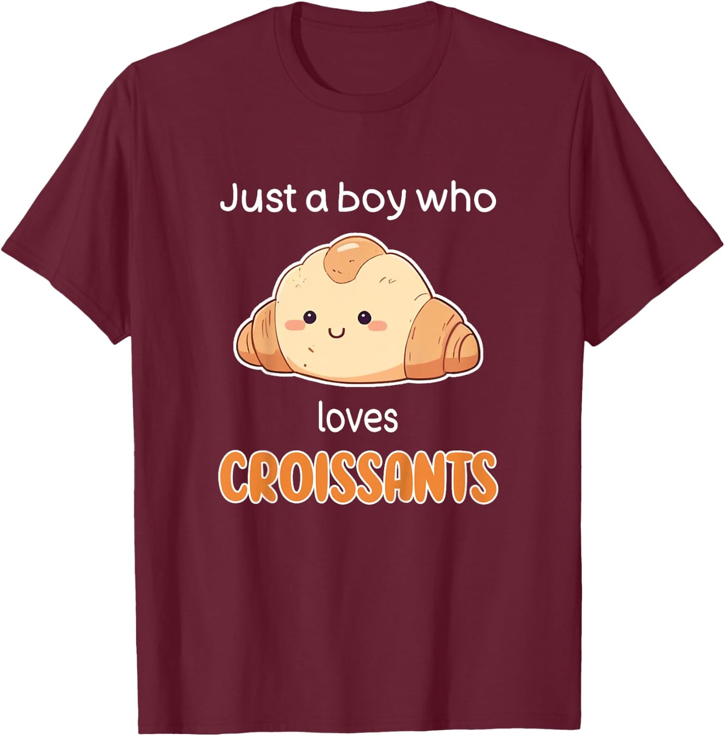 Kids Croissant Shirt Boys I Love Croissants Kids Croissant Lover T-Shirt - T-Shirt | Maroon