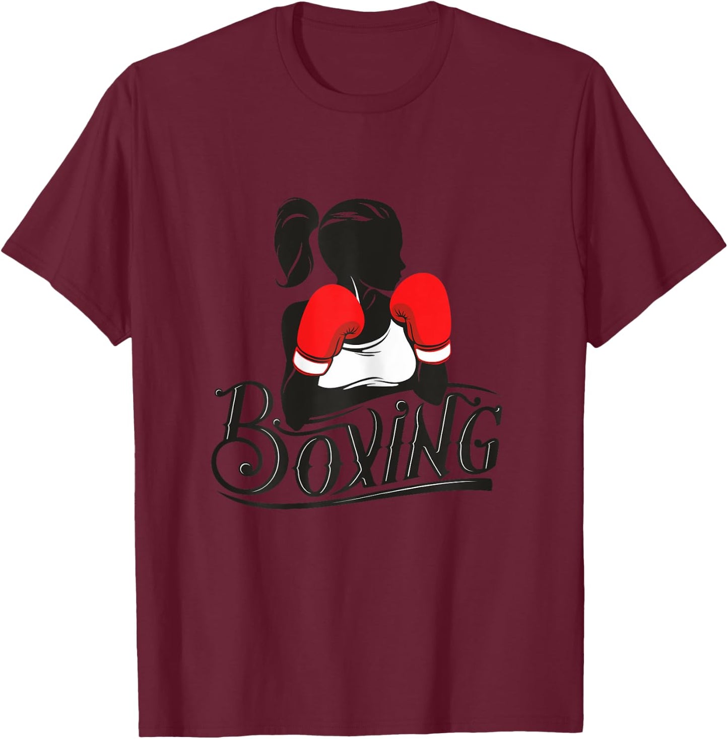 Female Cardio Boxing Apparel, Women's Boxing Fitness T-Shirt - T-Shirt | Maroon