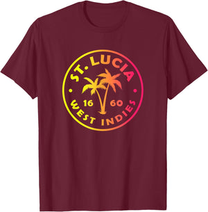 St Lucia Colorful Palm Tree Tie Dye Boys Girls Souvenir T-Shirt - T-Shirt | Maroon
