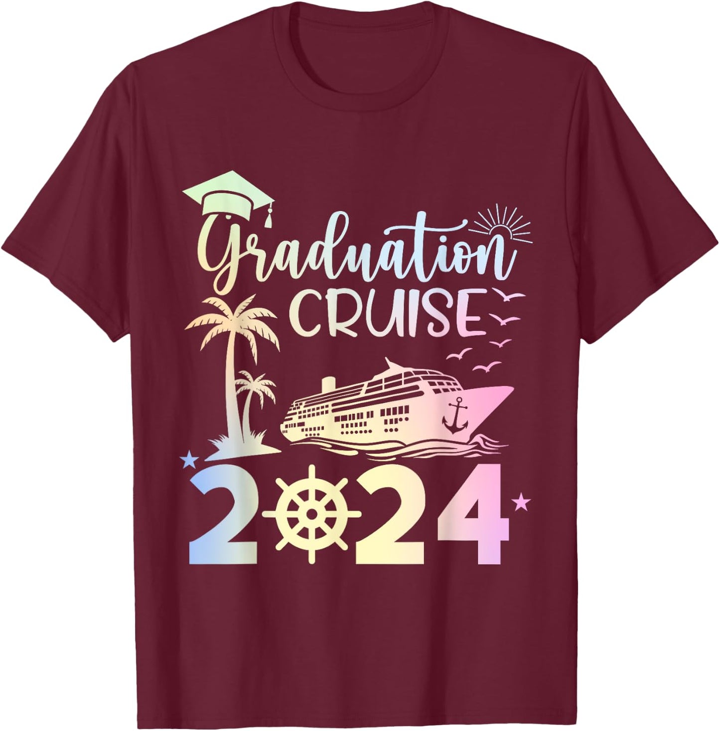 Graduation Cruise 2024 Summer Senior Grad Cruise 2024 Trip Men Women Girls Kids T-Shirt - T-Shirt | Maroon