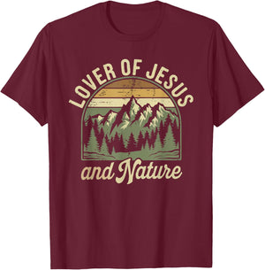 Hiking Jesus Christ Religion Christian Hiker Christianity T-Shirt - T-Shirt | Maroon