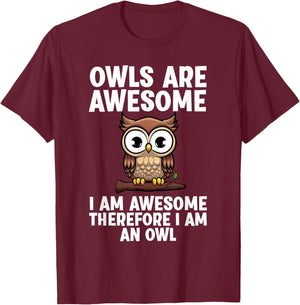 Funny Owl Design Women Night Owl Animal Owl Lover T-Shirt - T-Shirt | Maroon