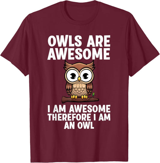 Funny Owl Design Women Night Owl Animal Owl Lover T-Shirt - T-Shirt | Maroon